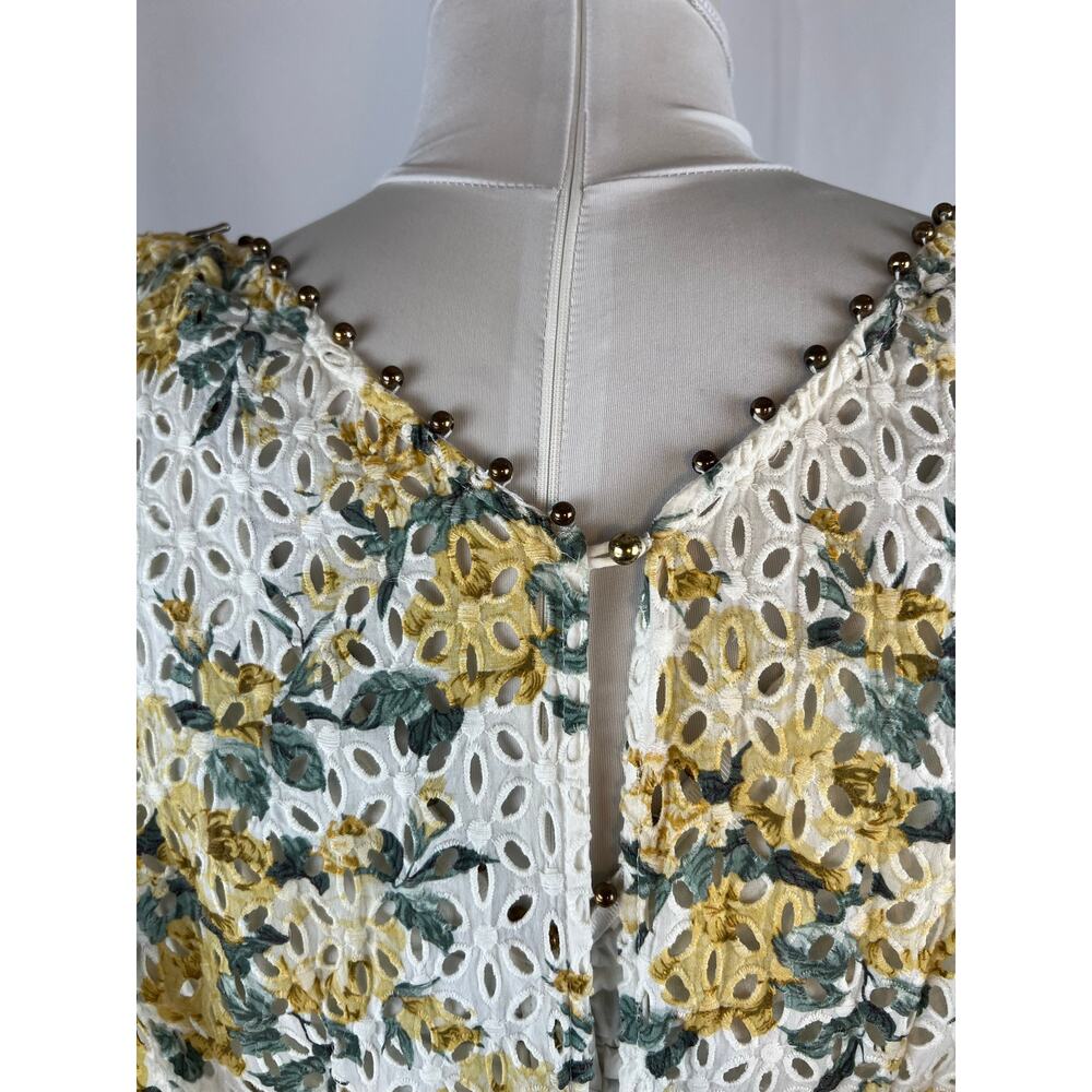La Maison Talulah Floral Eyelet Beaded Cutout Mini Dress Size S - Picture 9 of 12